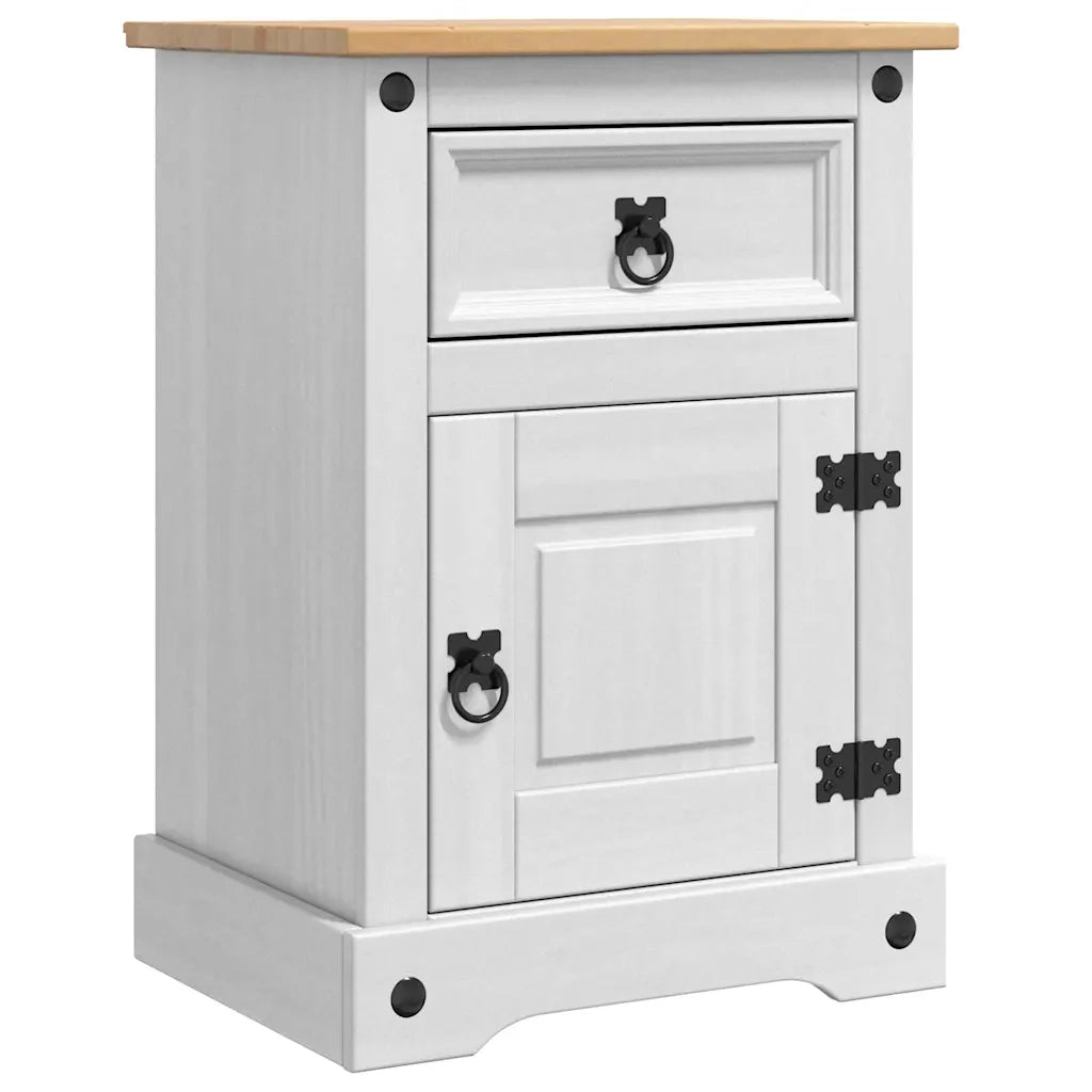 Comodino Corona Bianco 45 x 35 x 64 cm Pino massello 42021186