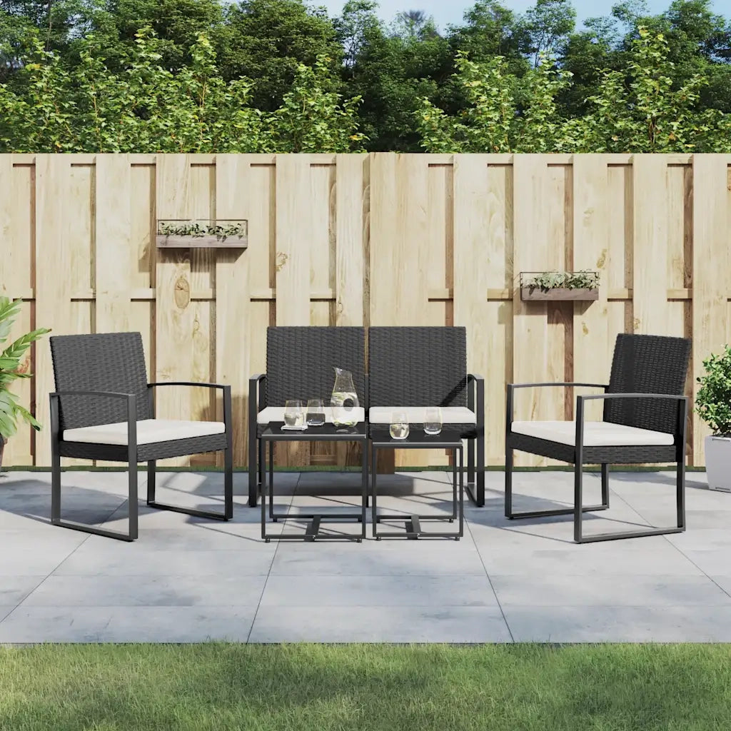 Set da Pranzo da Giardino 5 pz Nero con Cuscini in Rattan PPcod mxl 71603