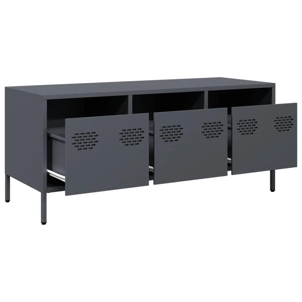 Mobile TV multimediale scaffale TV credenza mobile TV sala da pranzo soggiorno camera da letto 101,5 x 39 x 43,5 cm acciaio laminato a freddo antracite 02_0026387