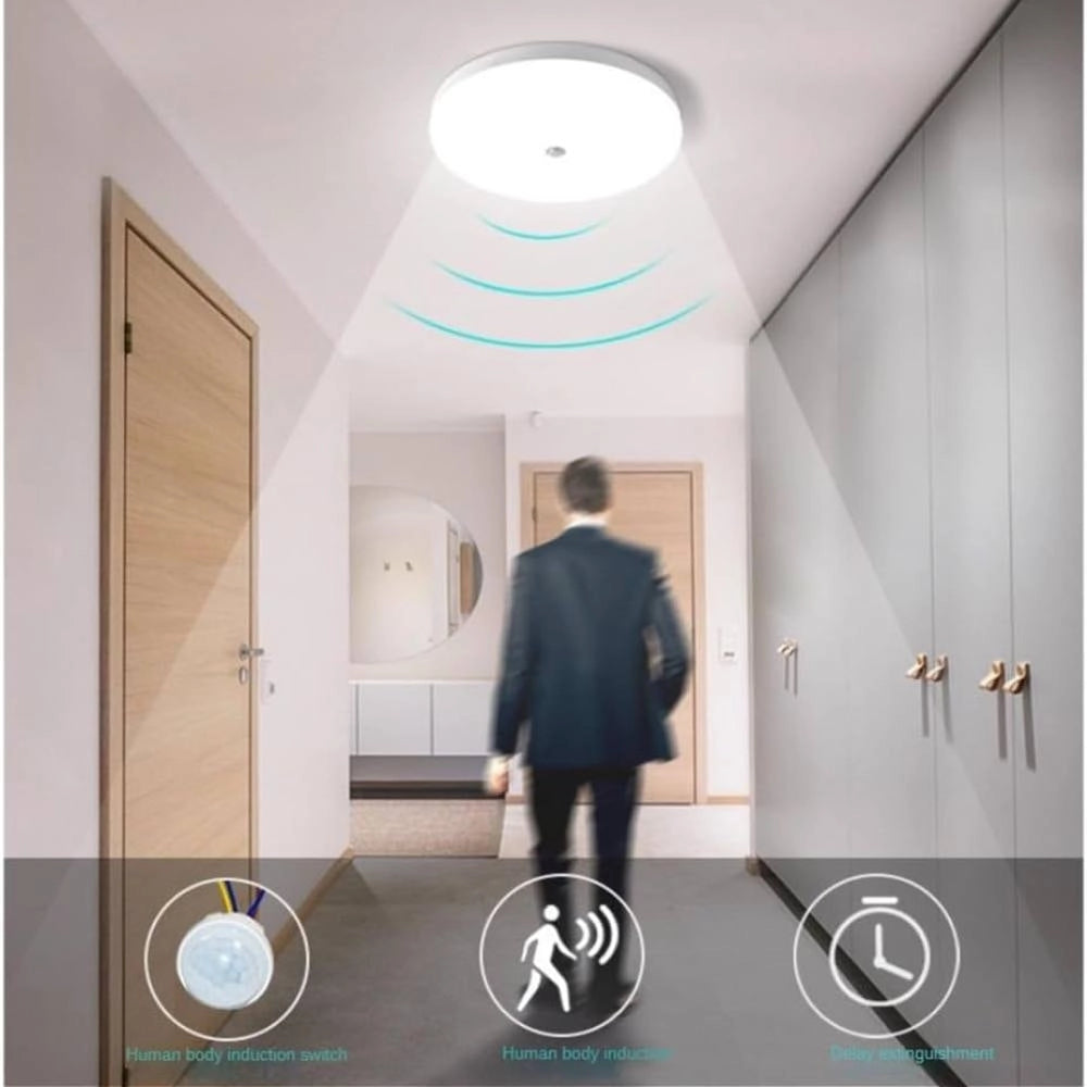 Plafoniera led tonda optonica 18w bianca con sensore di movimento