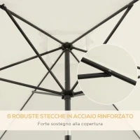 Ombrellone 2x3 m Rettangolare, in Alluminio Metallo e Poliestere con Angolo Regolabile, Bianco Crema e Nero