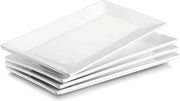 Tavolo da servire in porcellana, 24,6 x 13,7 cm, tavoli da servizio rettangolari, 4 pezzi, grandi piatti da dessert bianchi per buffet, sushi, torte, antipasti in casa/nel ristorante