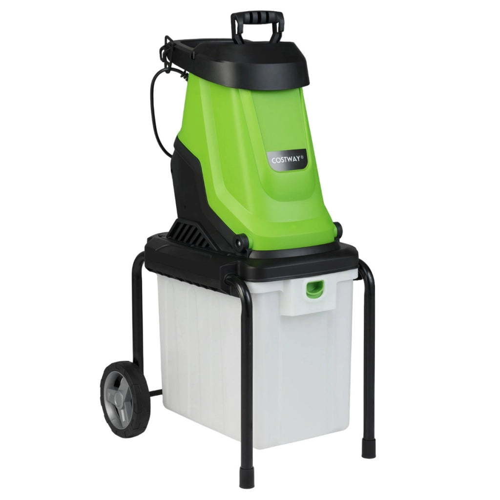 Trituratore elettrico per legno 2800w trituratore da giardino con cesto da 50 l-Trituratore pesante a filo per pulizia del giardino Verde