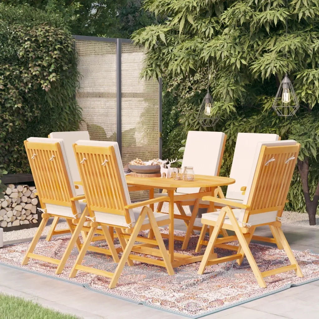 Set da Pranzo da Giardino 7 pz con Cuscini Legno di Teak 3059532