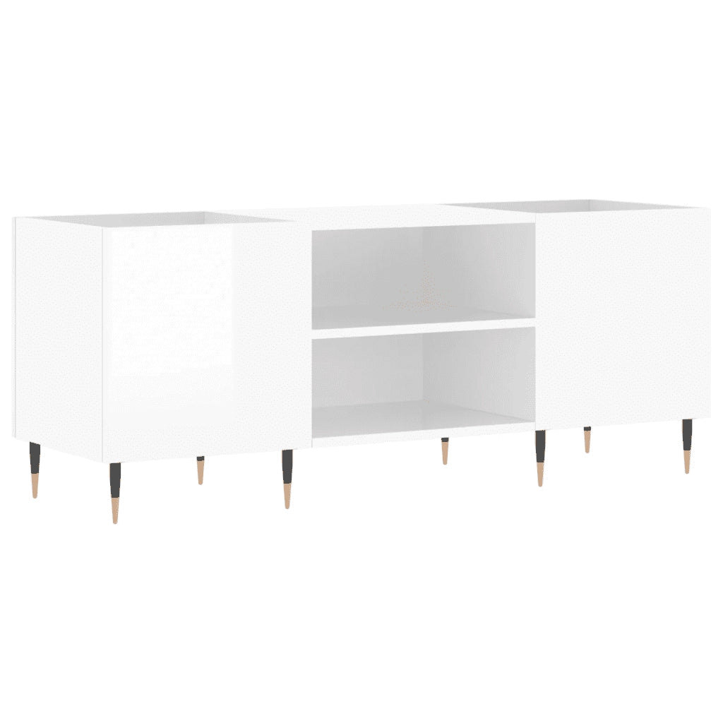 Mobile Porta Dischi Bianco Lucido 121x38x48cm Legno Multistrato 831670