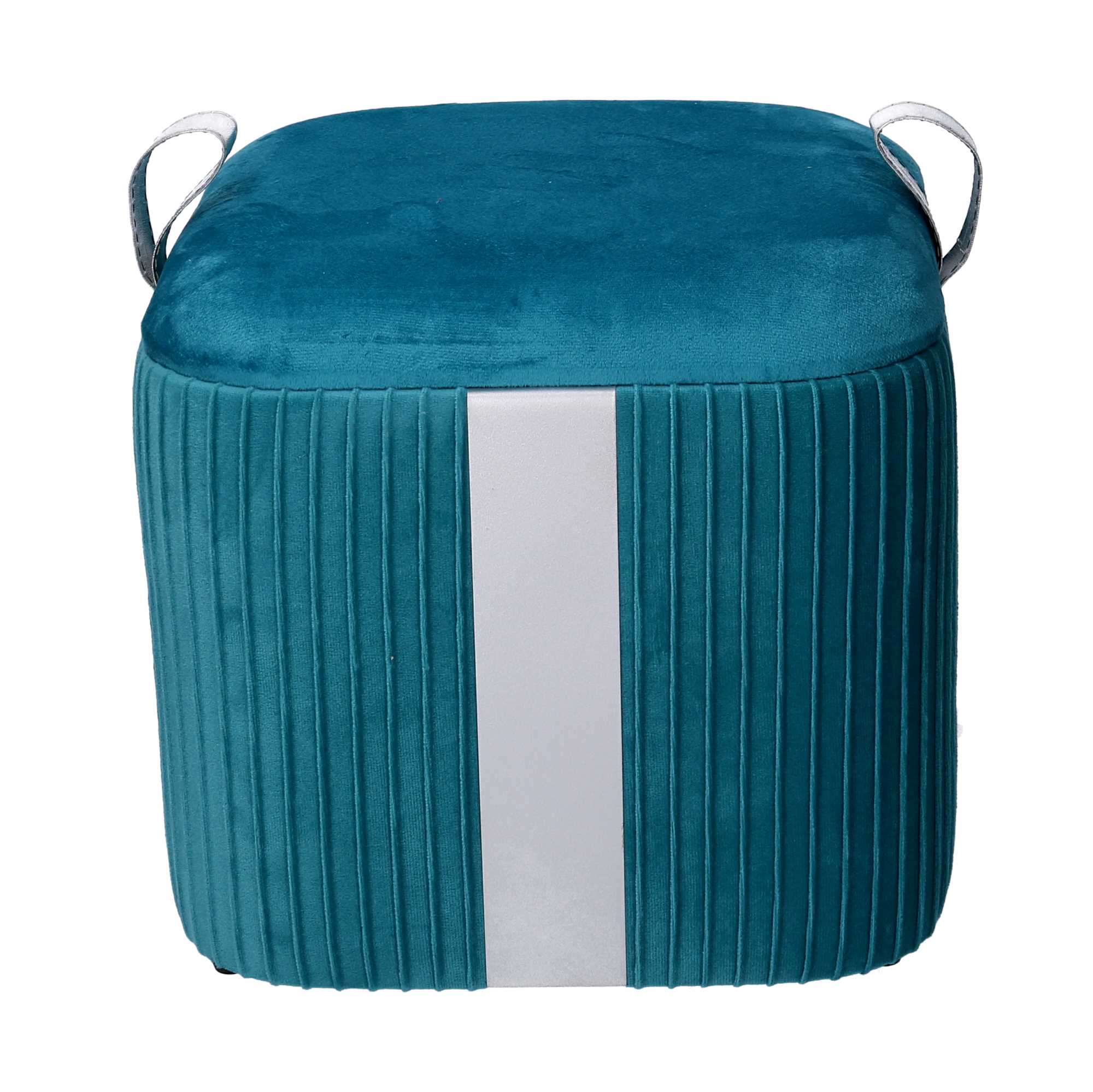 Set  3 Pouf Contenitore in Tessuto Velluto Turchese