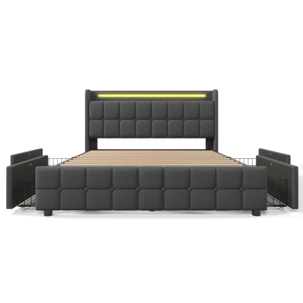 letto imbottito legno grigio 180x200 cm