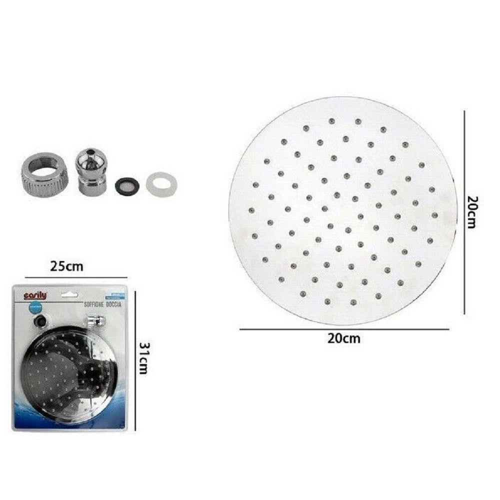 Trade Shop - Soffione Doccia Rotondo 20cm Ugelli Fori Attacchi Bagno Miscelatore 69119 Moderno -