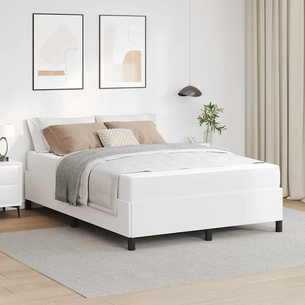 Struttura del letto con materasso Bianco 140 x 200 cm Tessuto