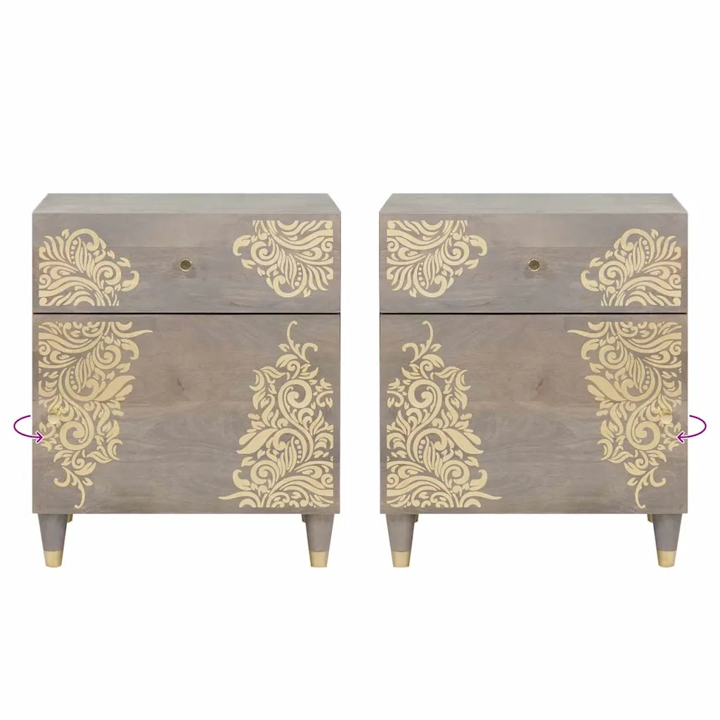 Comodino con porta con cassetto Grigio 50 x 33 x 60 cm 4018780