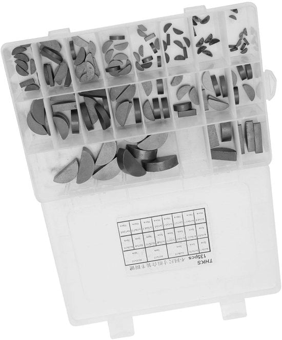 Assortimento di Chiavi in Legno Woodruff 135 pezzi - Chiave a Vite - Chiave a Puleggia - Dimensioni Vari - 2x7x2.6 a 6x28x11 - Adatto a Molti Utilizzi - Set di Chiavi