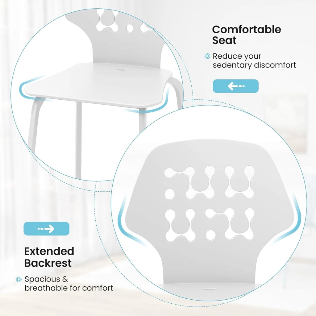 Set di 4 sedie da sala da pranzo, sedia da cucina in PP e metallo, sedia portatile ergonomica con schienale allungato, sedia da pranzo senza braccioli, carico 150 kg (bianco)