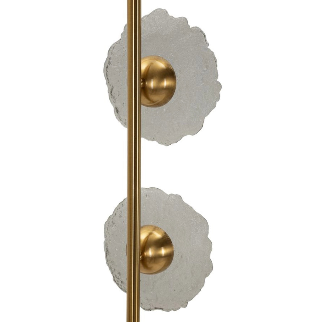 Lampadario verticale Emily in metallo dorato e vetro grigio fume'