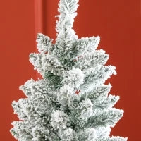 Albero di Natale 182.88cm con 479 Rami Innevati, Design Alto e Stretto con Base Pieghevole, Verde