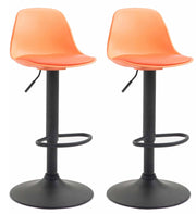 Set 2 sgabelli Kiel in polipropilene e similpelle nero,arancione