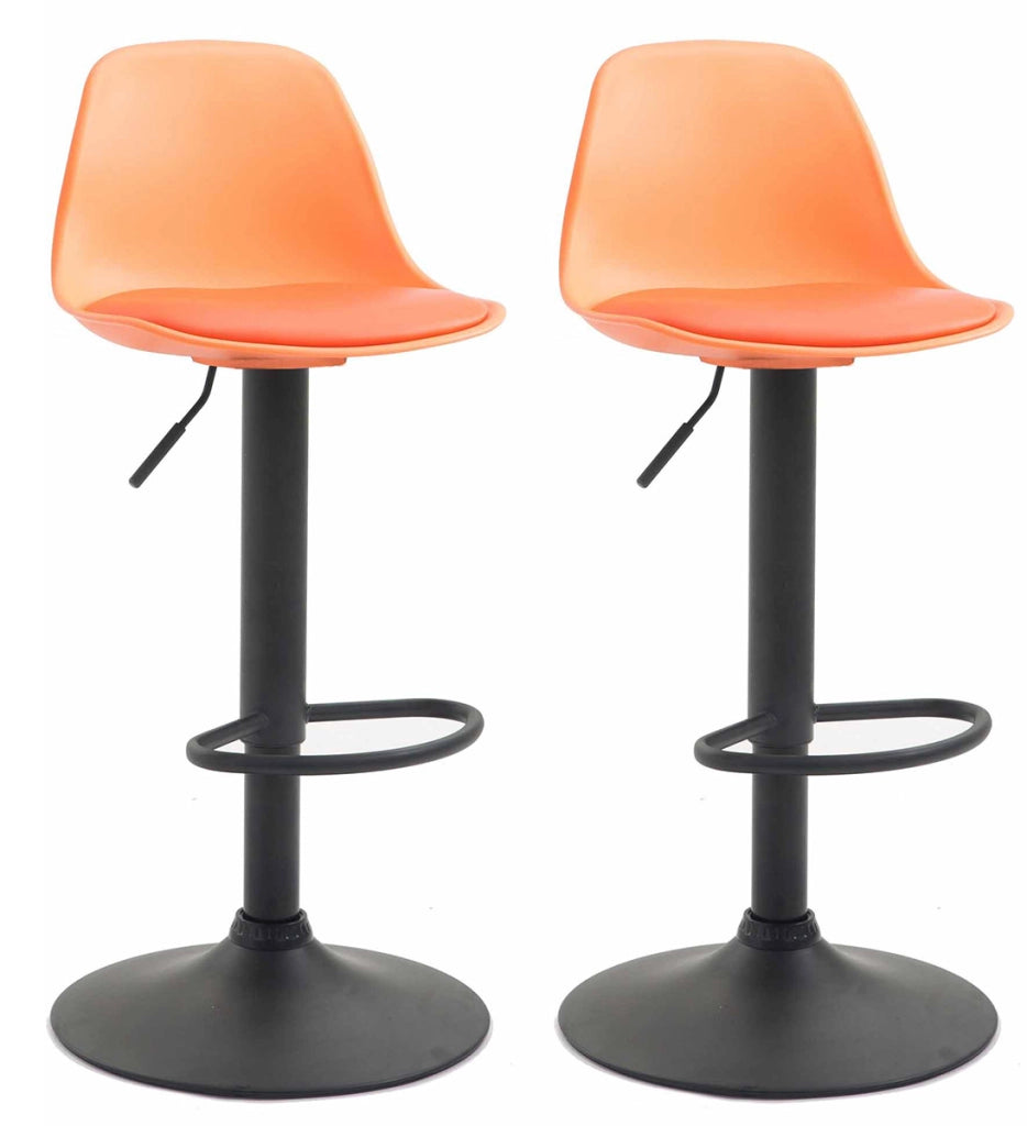 Set 2 sgabelli Kiel in polipropilene e similpelle nero,arancione