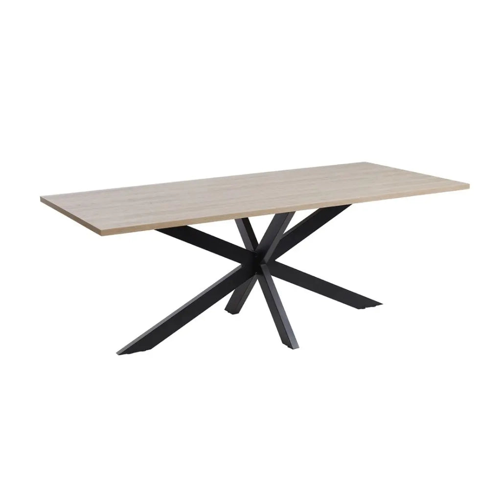 Tavolo 8 persone per sala da pranzo collezione LOFT colore rovere chiaro. Gambe in metallo.