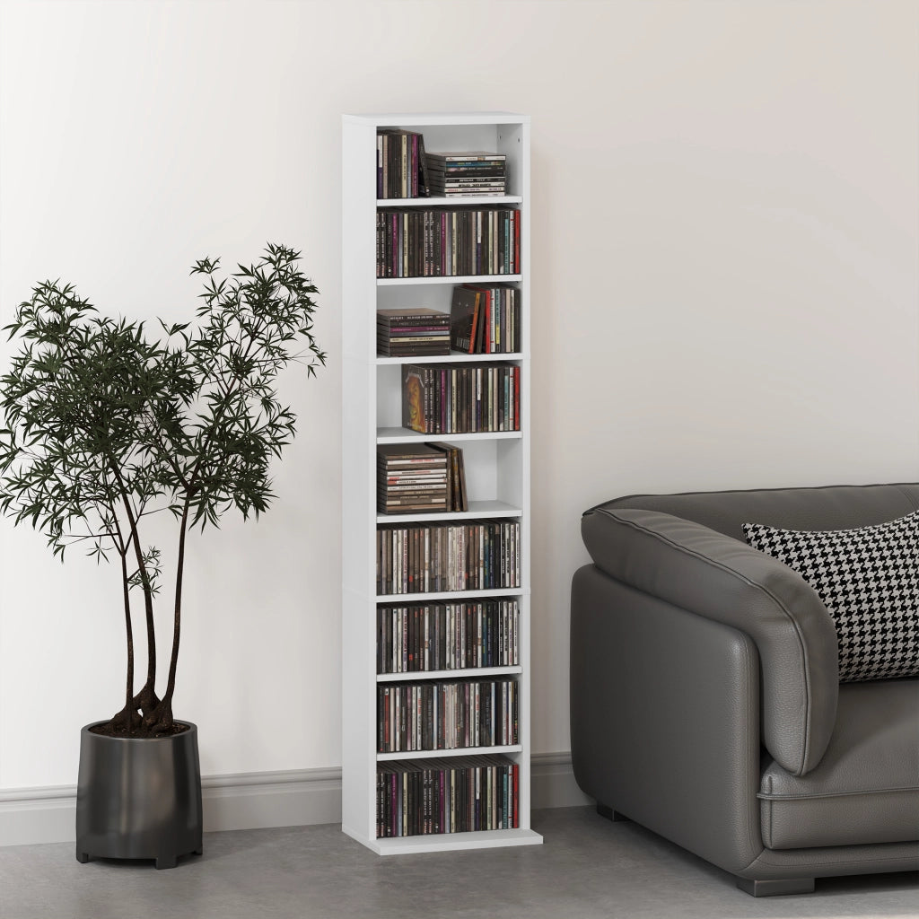 Libreria per CD e DVD con Ripiani Ajustables ¨C zephmum ¨C 33x24x140 cm Bianco
