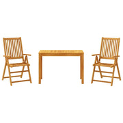 Set da Pranzo per Giardino 3 pz | Set Salotto da Giardino in Legno Massello di Acacia