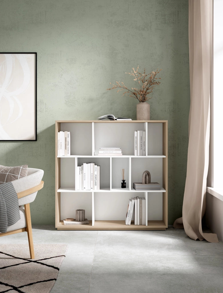 Libreria Herdasa effetto noce chiaro e bianco 117x119x32