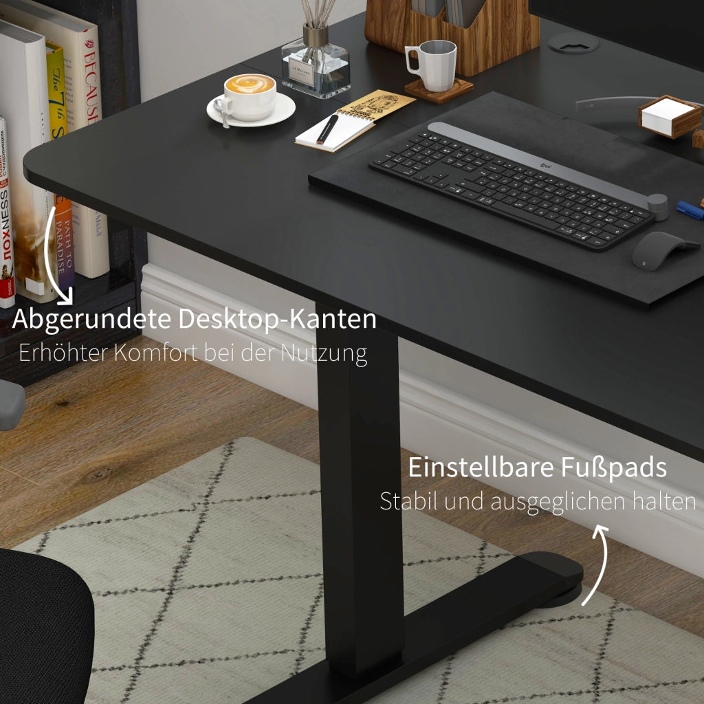 Scrivania lineare elettrica con 4 memorie, anti-collisione e surriscaldamento, per ufficio, 140 × 70 × 72-116 cm