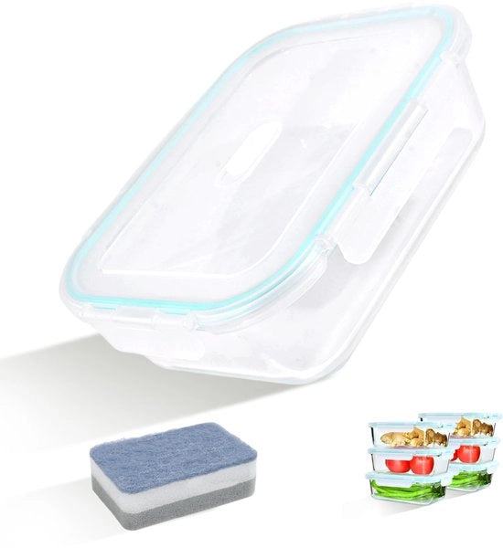 Contenitori in vetro con coperchi (6 pezzi), 1520 ml scatole di conservazione alimentare in vetro, possono essere utilizzati come contenitori alimentari, contenitori in vetro magnetron resistenti con coperchi, ermetici, chiusi, BPA liberi.