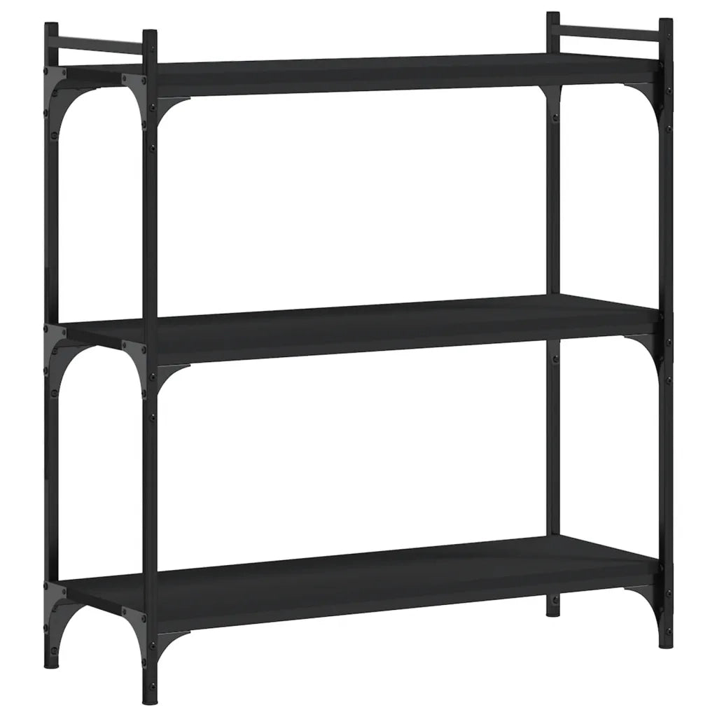 Libreria a 3 Ripiani Nera 80x30x86 cm in Legno Multistrato 837667