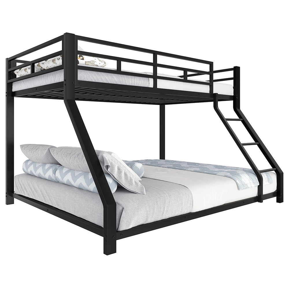 Letto a castello metallico 90+140x200cm - Xylo - nero, EN747, senza rete