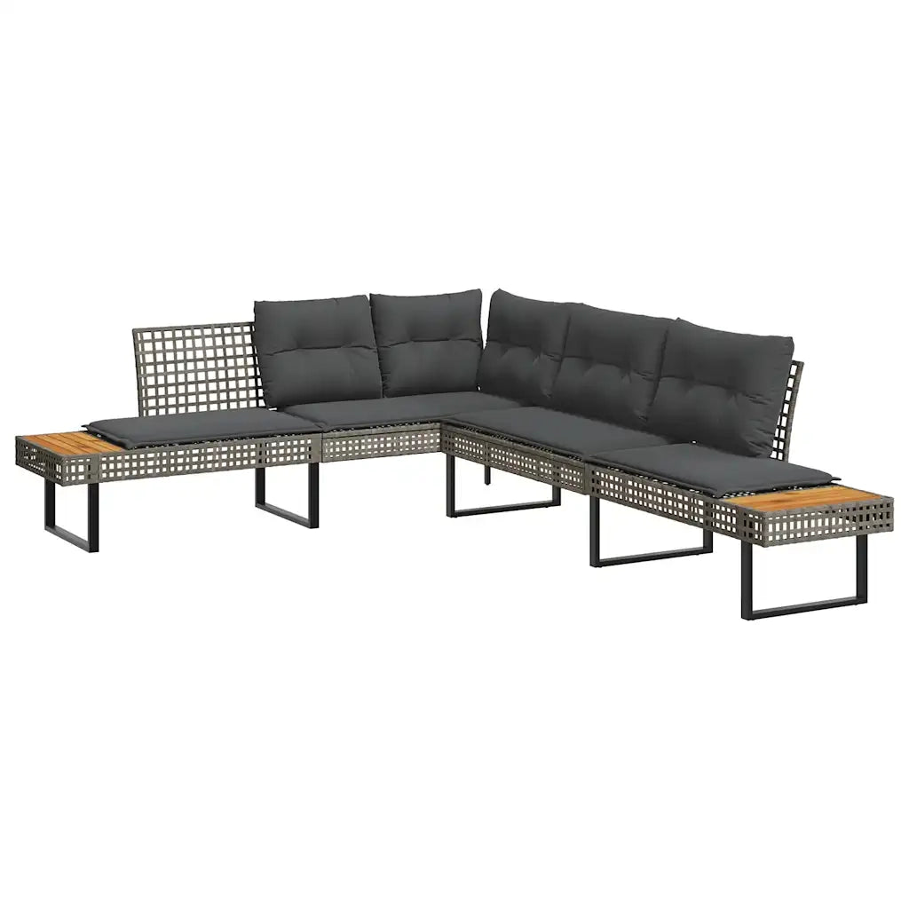 Set Divani da Giardino 2 pz con Cuscini Grigio Polyrattan Vetro