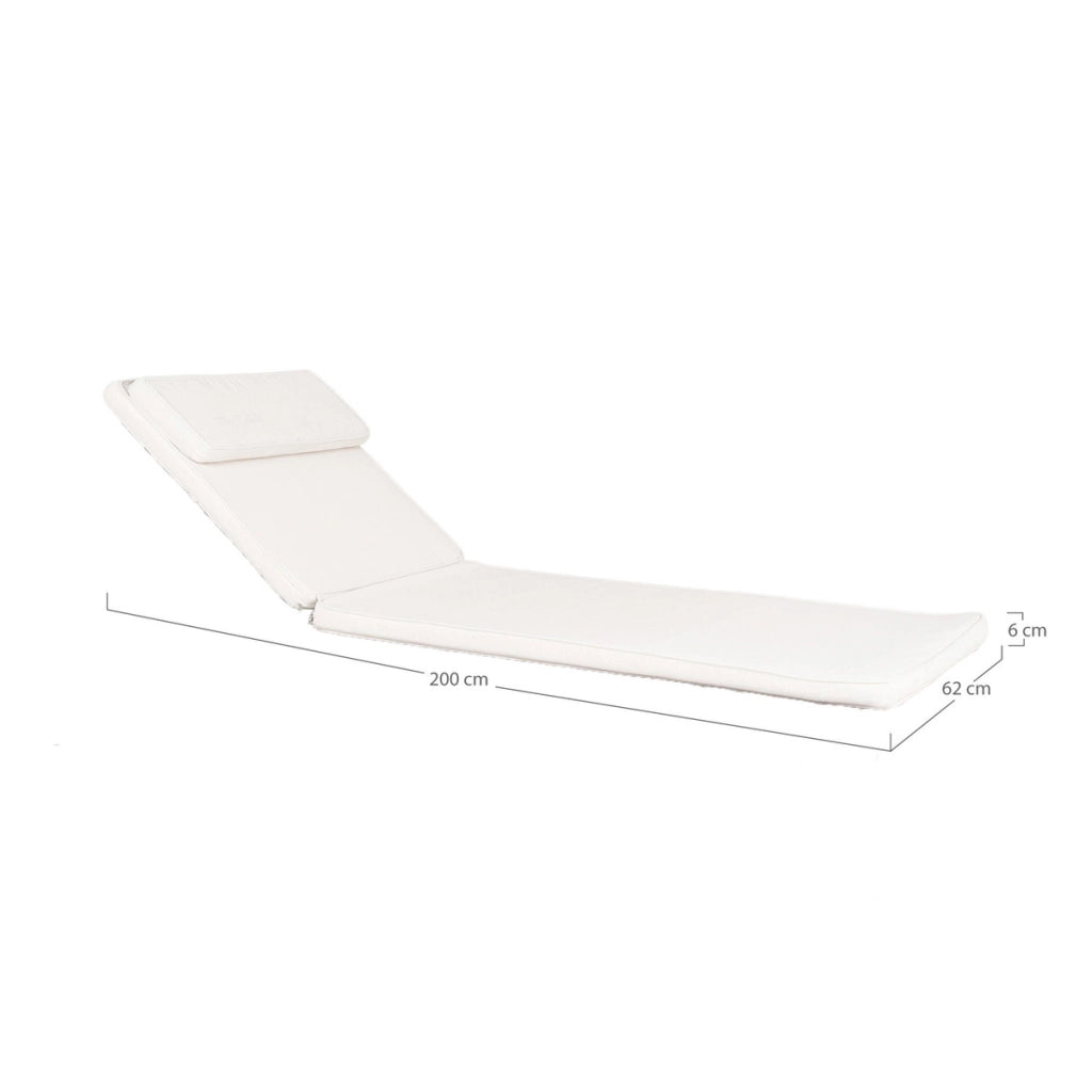 Cuscino per Sdraio Andorra, Bianco, Cotone, 200x62x6 cm