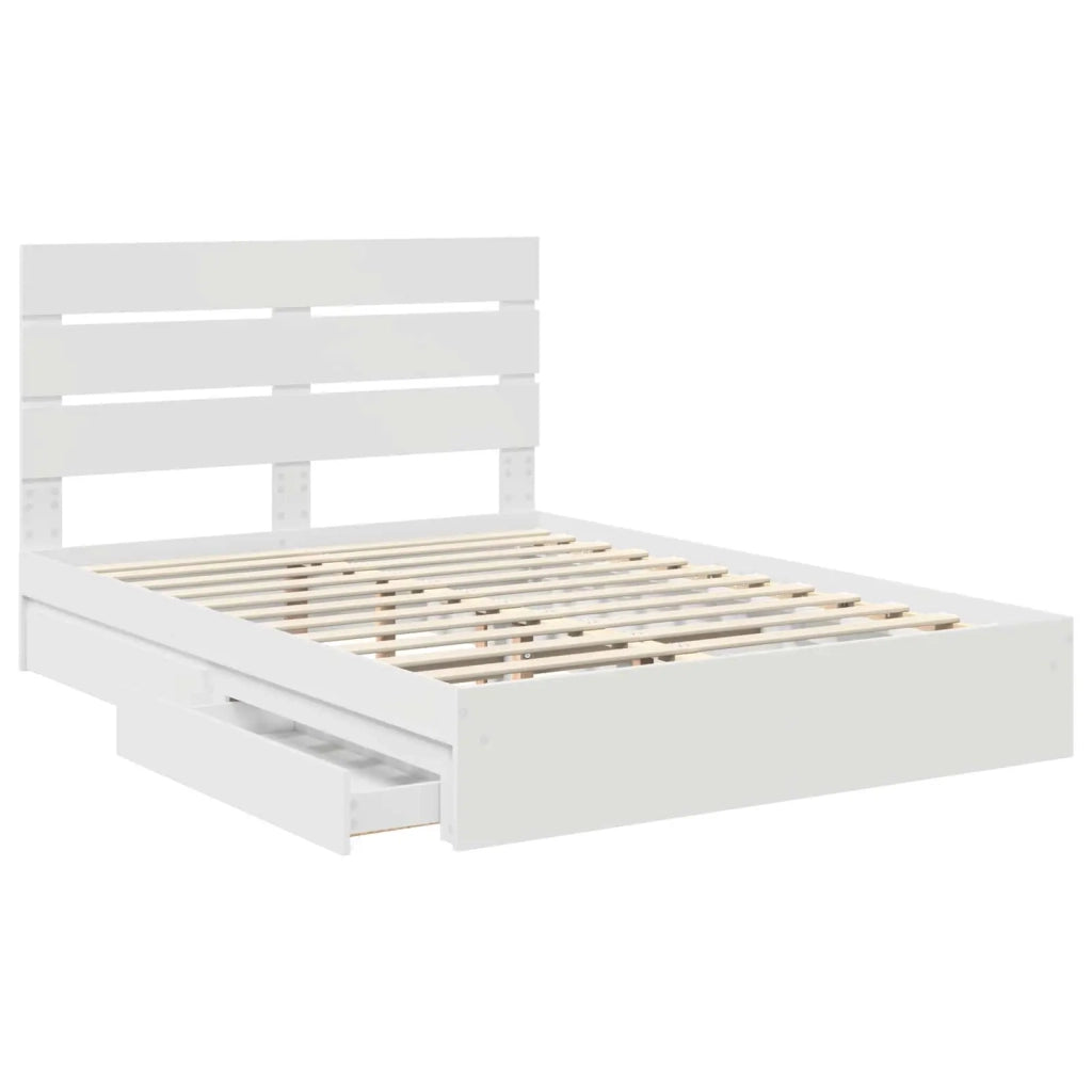 Letto con Contenitore Bianco 160 x 200 cm Legno multistrato 3411883