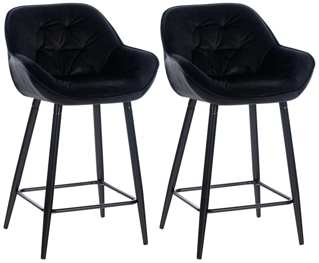 Set di 2 sgabelli da bar Gibson nero,Velluto