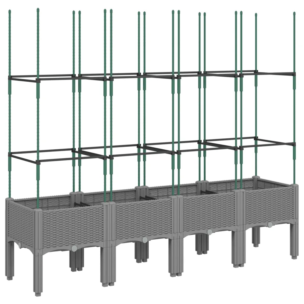 Fioriera | Cassetta per fiori | Vaso Giardino con Traliccio Grigio Chiaro 160x40x142,5cm PP