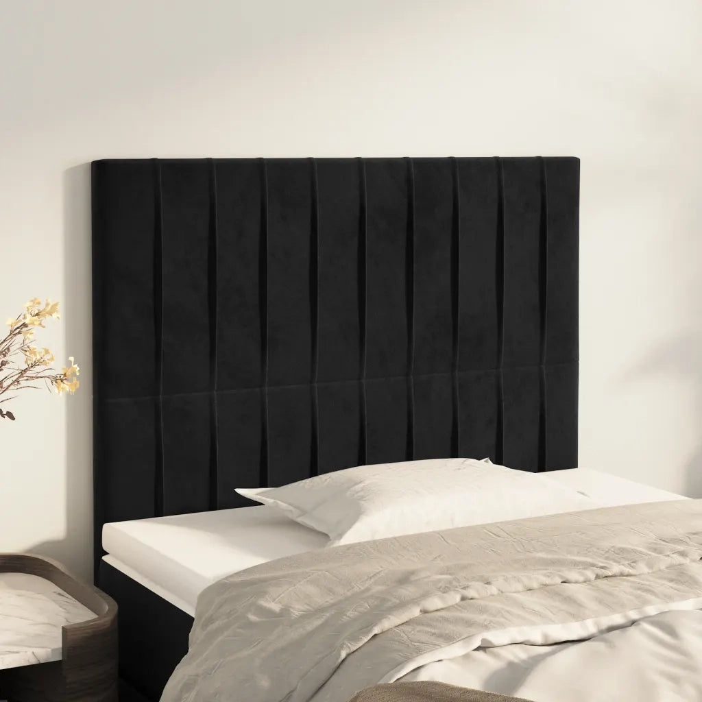 Testiera-Testata-Testiera Decorativa Nera 80x5x118/128 cm Velluto 830474