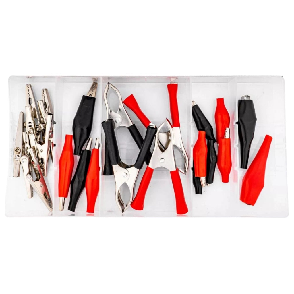 Kit 24 Morsetti Alligatore Assortimento Mollette Coccodrillo 6 dimensioni