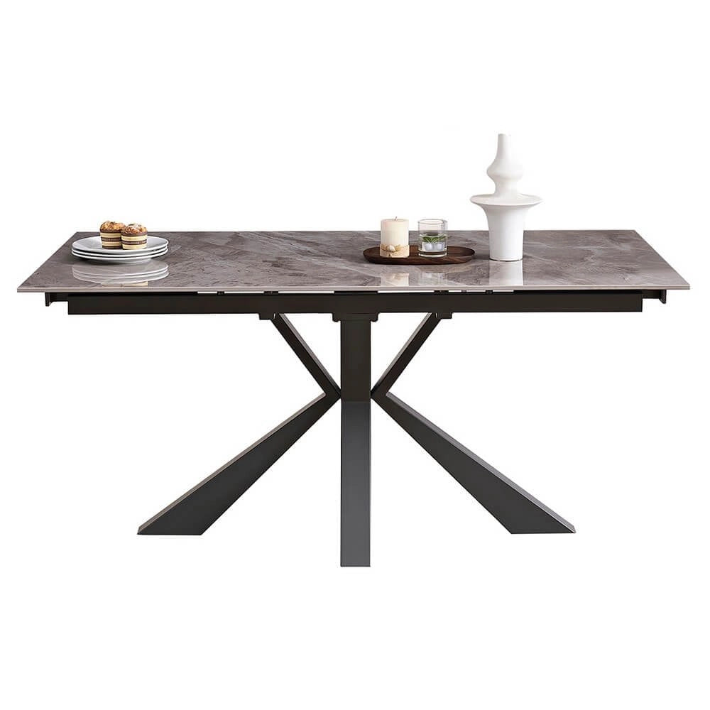 Tavolo da pranzo allungabile in gres e acciaio 160/240 - MAREON