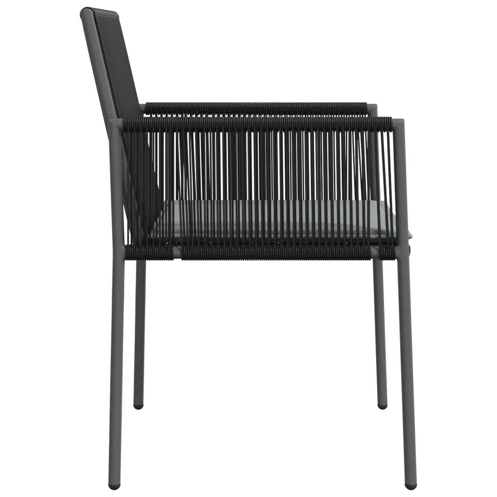 Sedie Giardino con Cuscini 4 pz | Sedie da Esterno Nere 54x60,5x83,5 cm Polyrattan