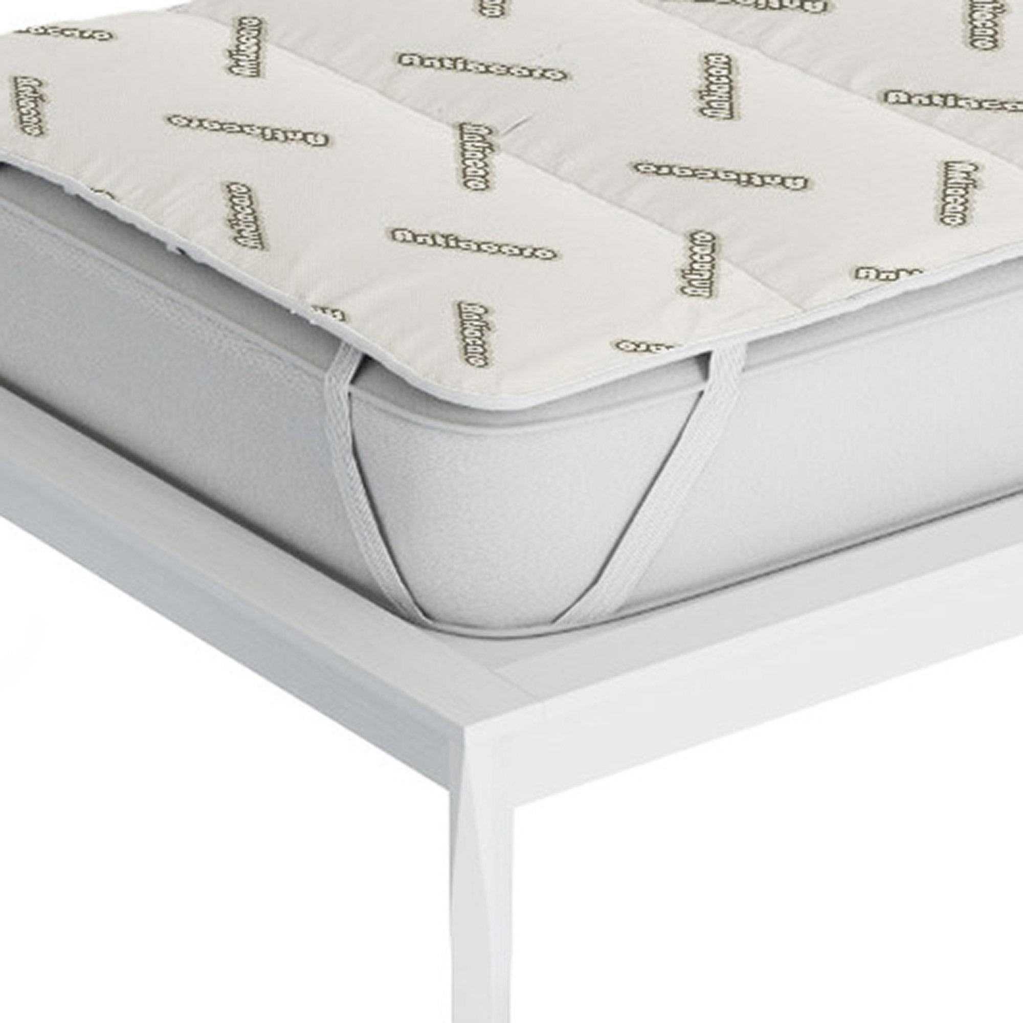 Topper Trapuntato Imbottito Matrimoniale Antiacaro con Elastici Grigio Chiaro