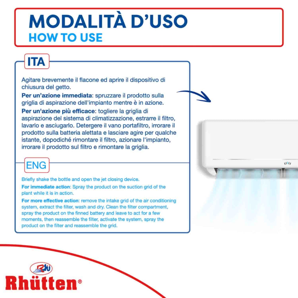 Rhutten Igienizzante Climatizzatori Spray 750 ml No Gas