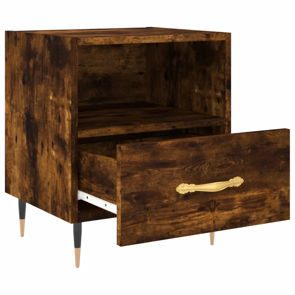 Comodini 2 pz-Set di 2 Tavolino da notte Rovere Fumo 40x35x47,5 cm in Legno Multistrato 700591