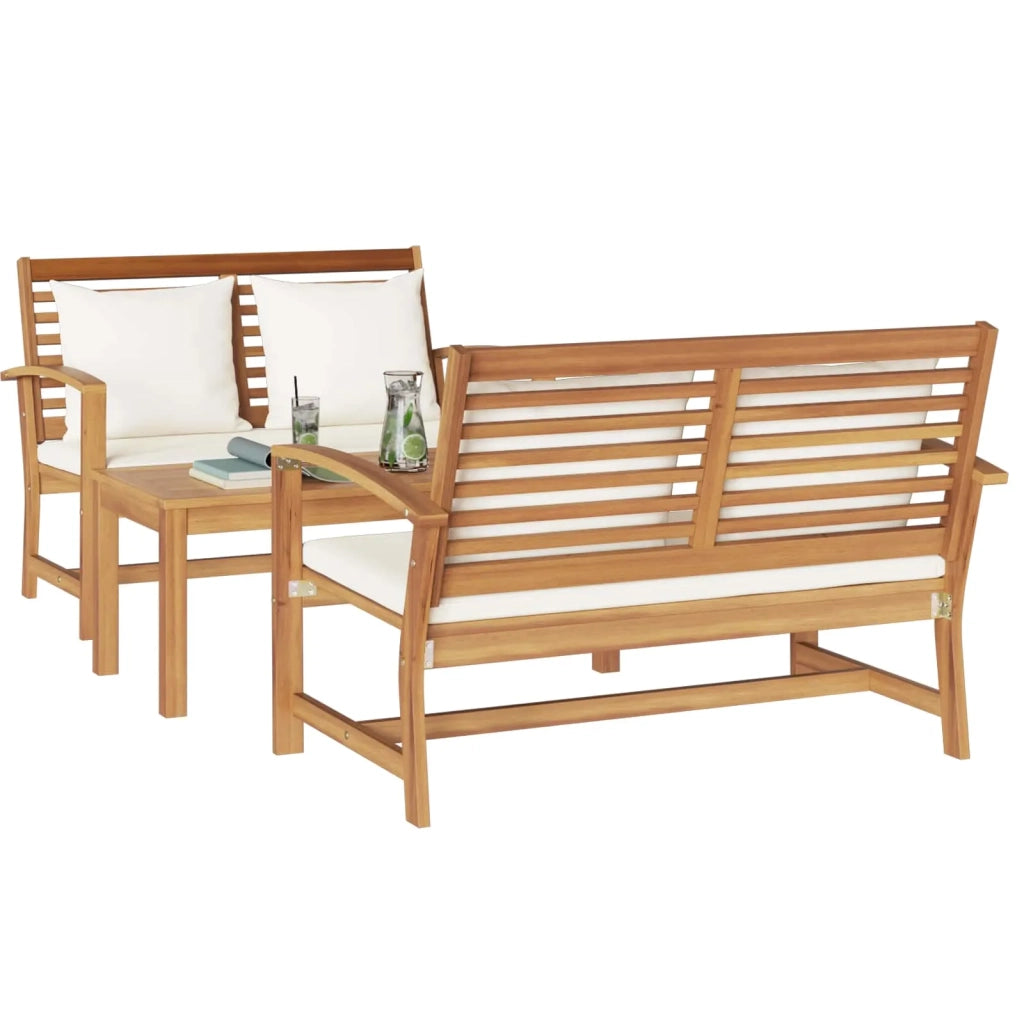Set Divano da Giardino 3 pcs Naturale Legno di teak solido