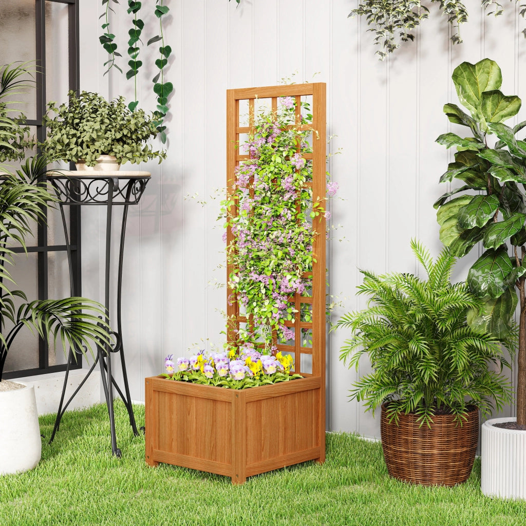 Fioriera con Traliccio per Rampicanti ¨C zephmum ¨C Legno Marrone 40x40x120 cm