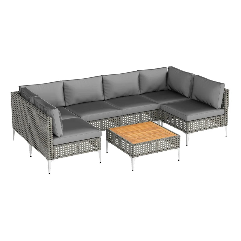 Set di 7 pezzi di arredamento da giardino divano componibile 67 x 61 x 67 cm comfort ottimale e fascino rustico in rattan sintetico grigio 20_0011911