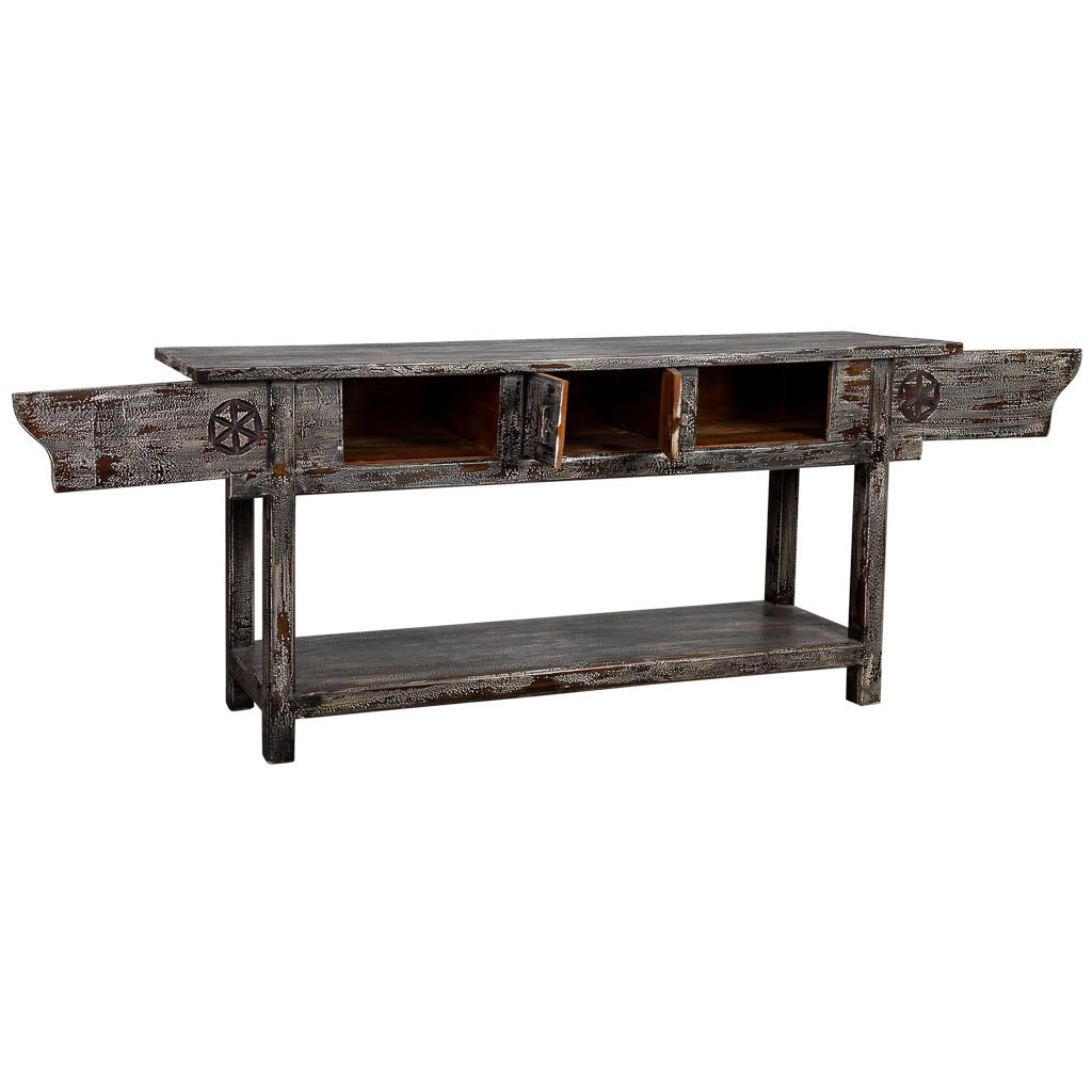Mobile da ingresso in legno con finitura artigianale Grigio scuro inve
