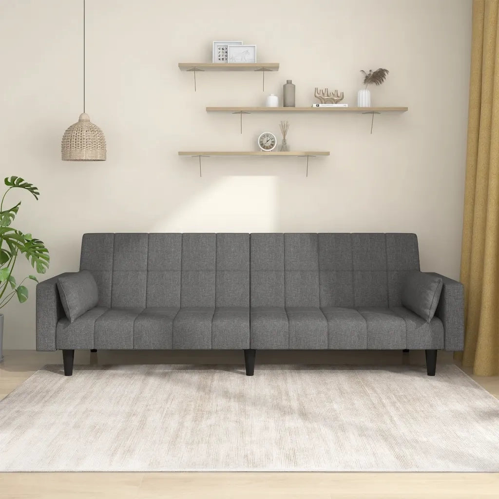 Divano letto | Sof¨¤ letto | Letto singolo a 2 Posti con 2 Cuscini Grigio Chiaro in Tessuto