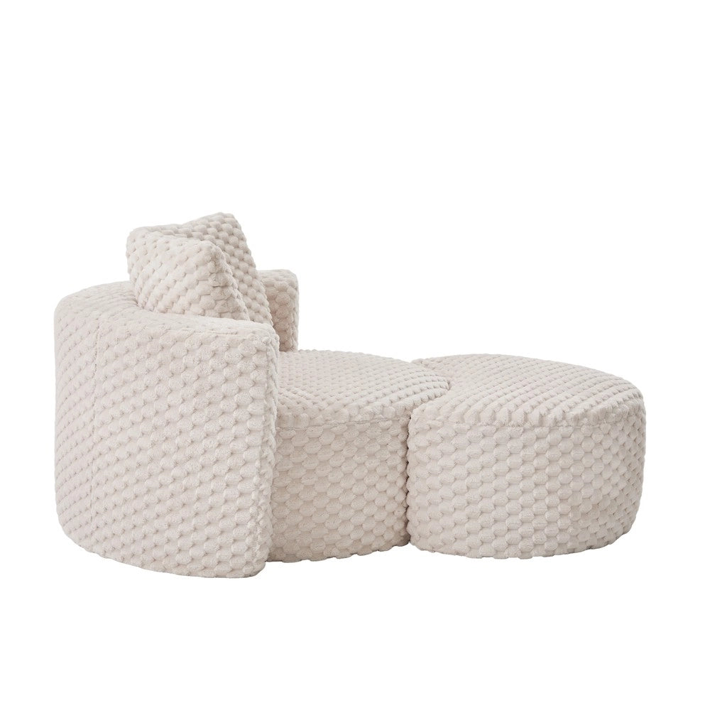 Poltrona gigante senza ossatura in schiuma con pouf - Zephmum- 130¡Á115¡Á103 cm- Comodo in pile sintetico- Nessun montaggio