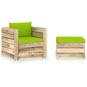 Set Divani da Giardino con Cuscini 2 pz Legno Impregnato Verde cod mxl 43489