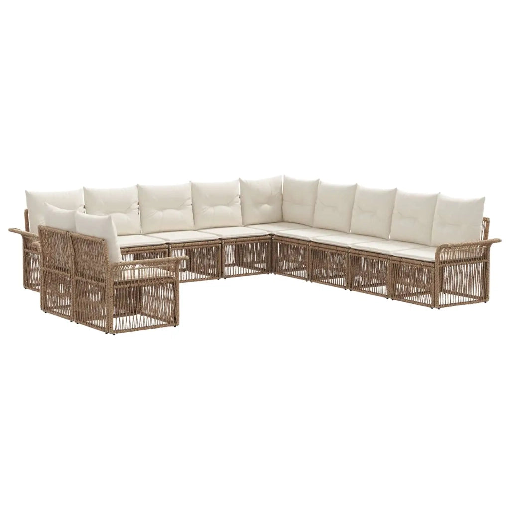Set Divano da Giardino 11 pcs Beige polyrattan 3434883