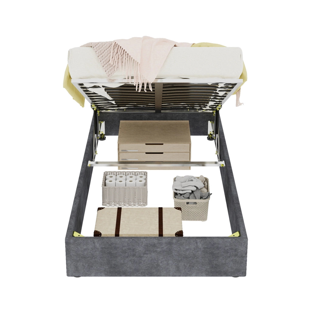 letto telaio grigio velluto olandese 90 x 200 cm