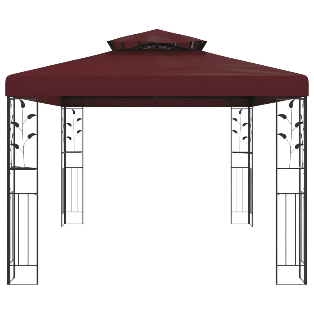 Gazebo 3,97 x 2,96 x 2,68 m Rosso Vino Poliestere e Acciaio